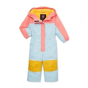 GUC Swiss Tech Toddler Girl Colorblock One-Piece Snowsuit in Peach Blue 5T